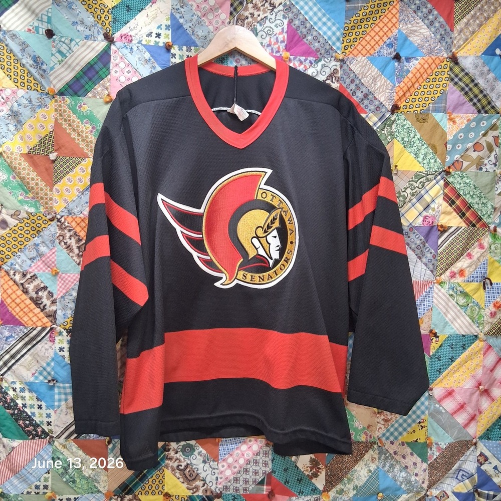 Vintage 90s Ottawa Senators CCM Hockey Jersey Black NHL Maska Large